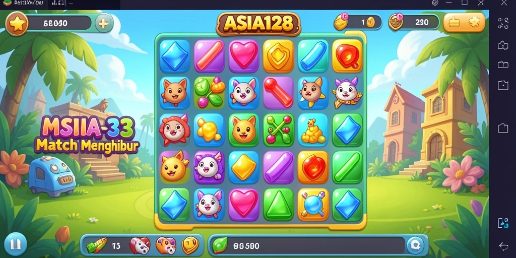 Tampilan seru gameplay Match-3 ASIA128 dengan tantangan menarik.