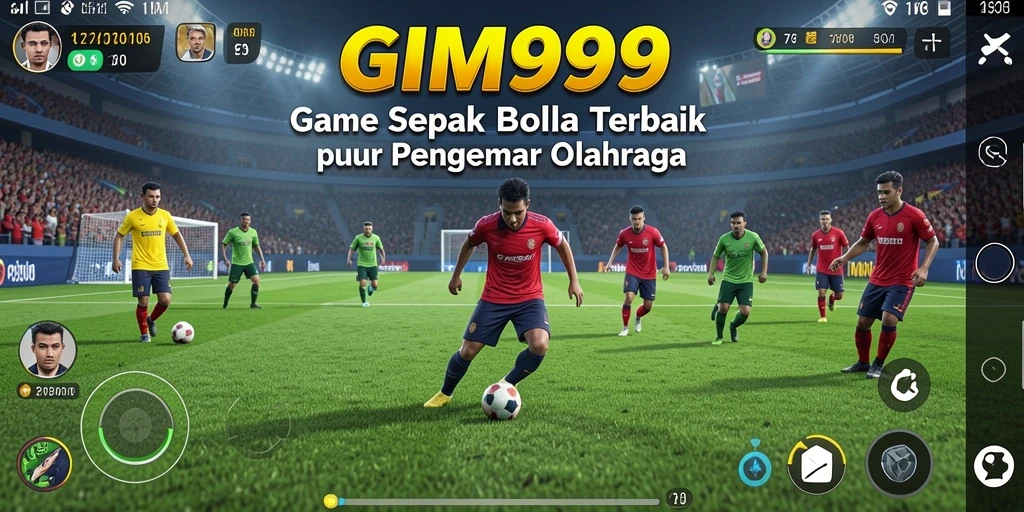 Tampilan gameplay GIM999 yang menampilkan aksi sepak bola seru.