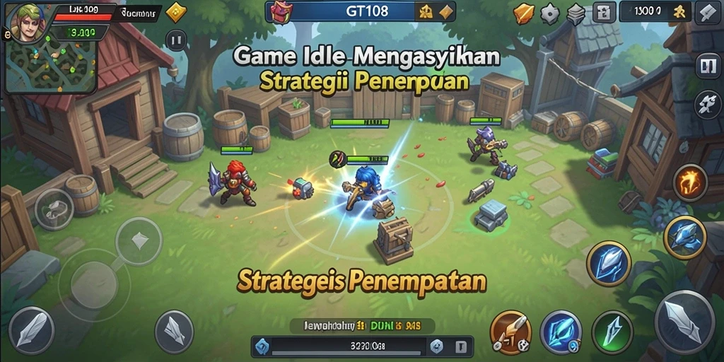 Screenshot gameplay GT108 menampilkan strategi pengelolaan sumber daya.