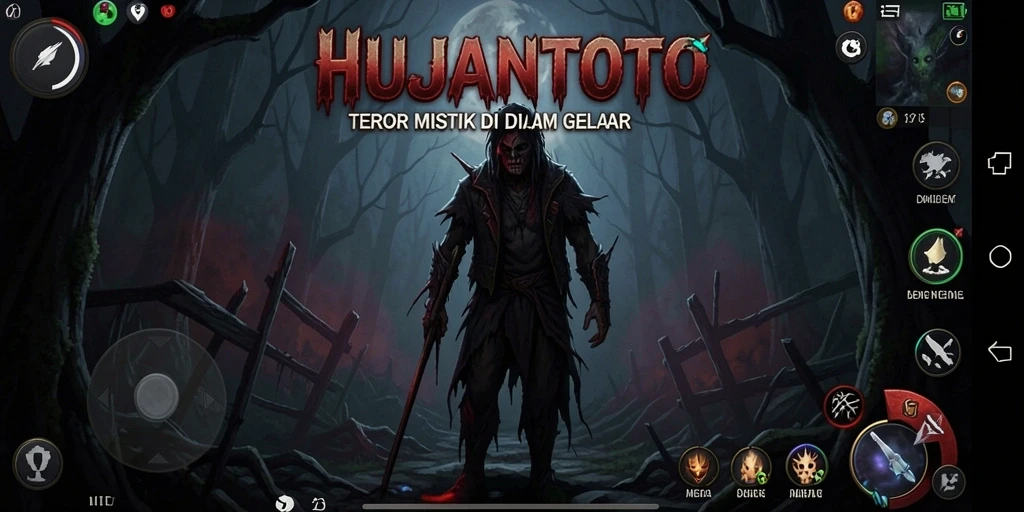 Tampilan gameplay HUJANTOTO dengan suasana yang mencekam dan menakutkan.