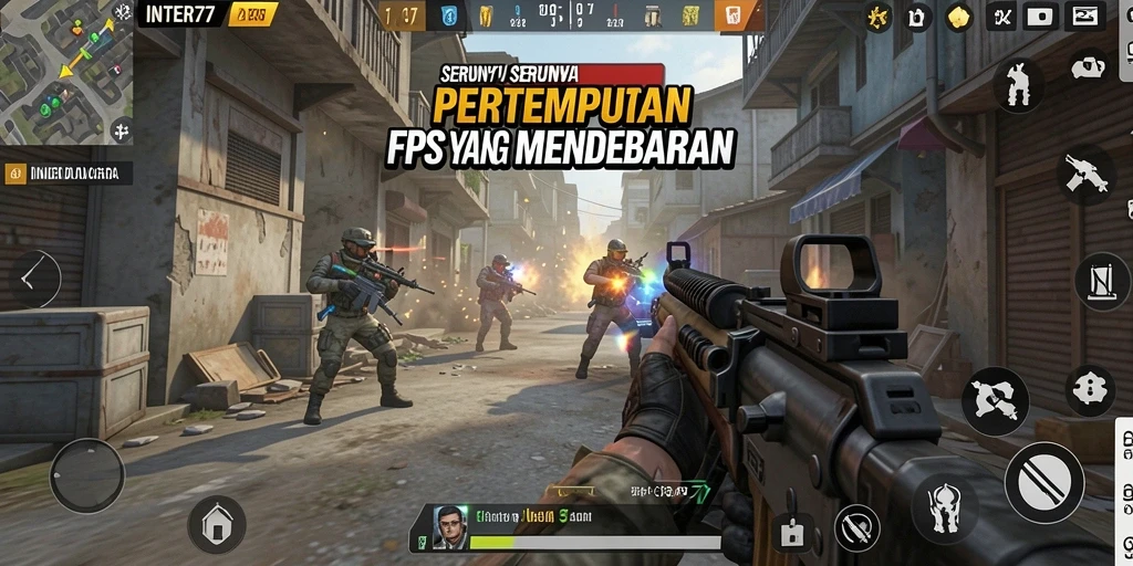 Screenshot gameplay INTER77 menampilkan pertempuran mendebarkan dan strategi tim.