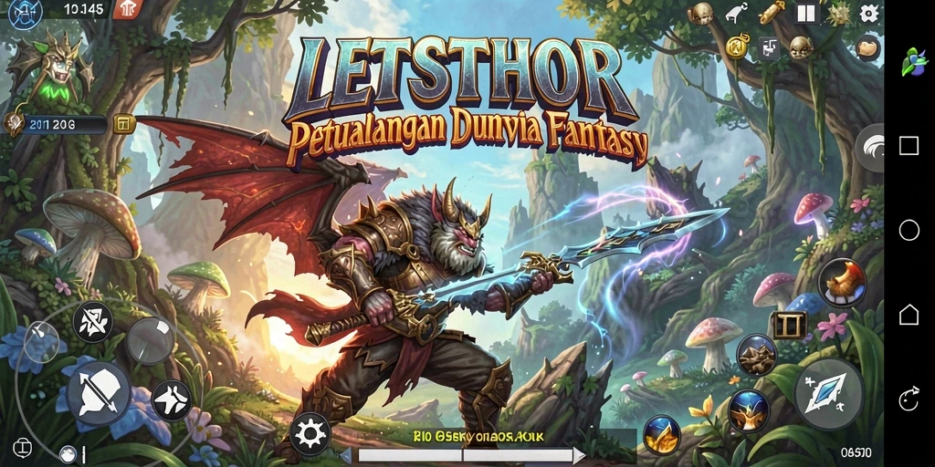 Screenshot dari gameplay epik LETSTHOR dalam aksi ARPG.