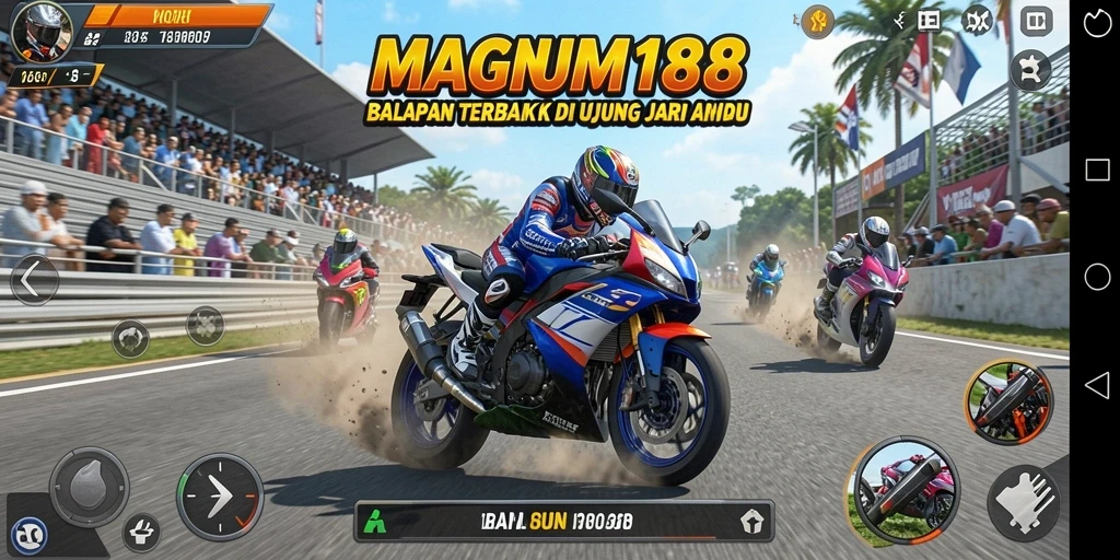 Tampilan menarik dari gameplay balapan motor MAGNUM188.