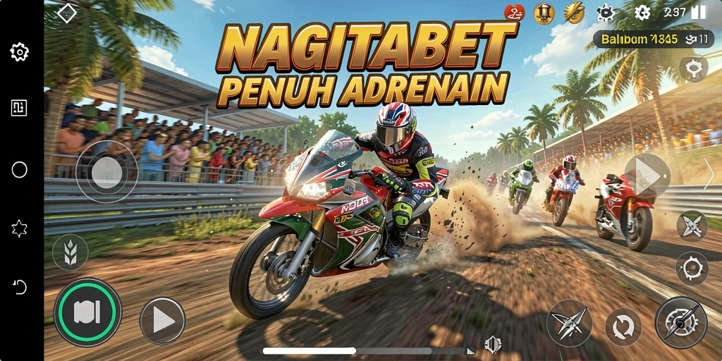 Gameplay NAGITABET yang mendebarkan di lintasan balap.